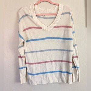 American Eagle Outfitters Striped V-Neck Sweater